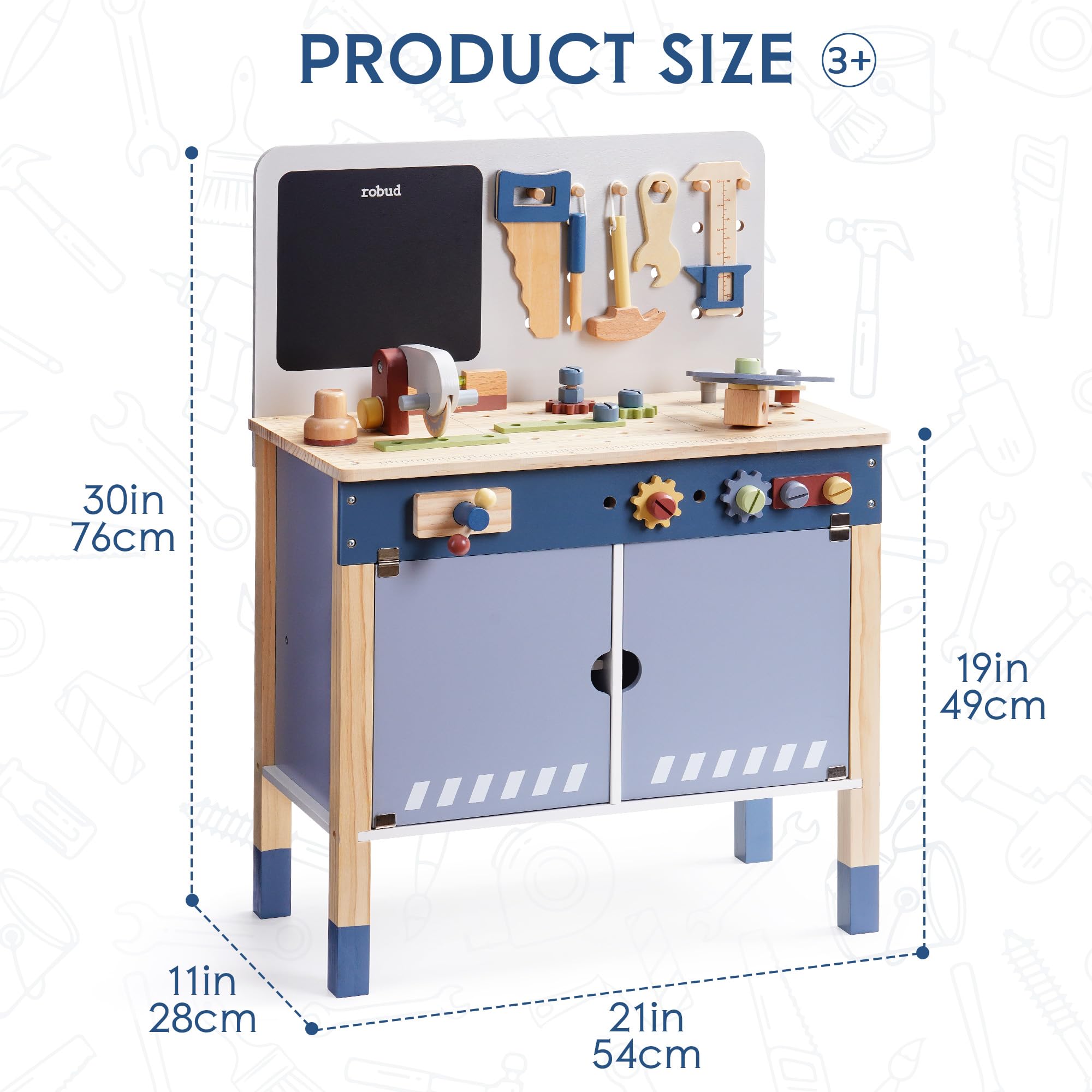 Meja Kerja Kayu ROBUD, Set Mai - Tools Workshop For Kids ulasan dan harga